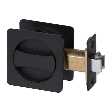 Delaney Hardware Contemporary Square Black Bed, Bath Privacy Sliding Pocket Door Lock 370104